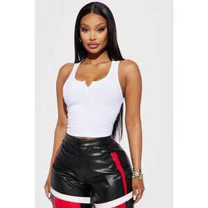 NWT Fashion NOVA Leah Ribbed Tank Top - White Large Shirt